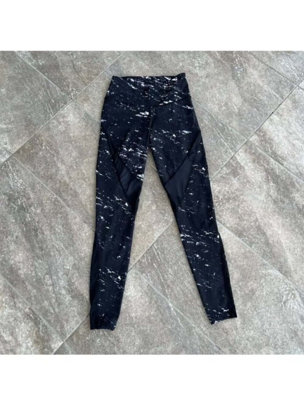 Varley Windsor Tights Leggings Size XS Black Marble Mesh Panels - Picture 6 of 10
